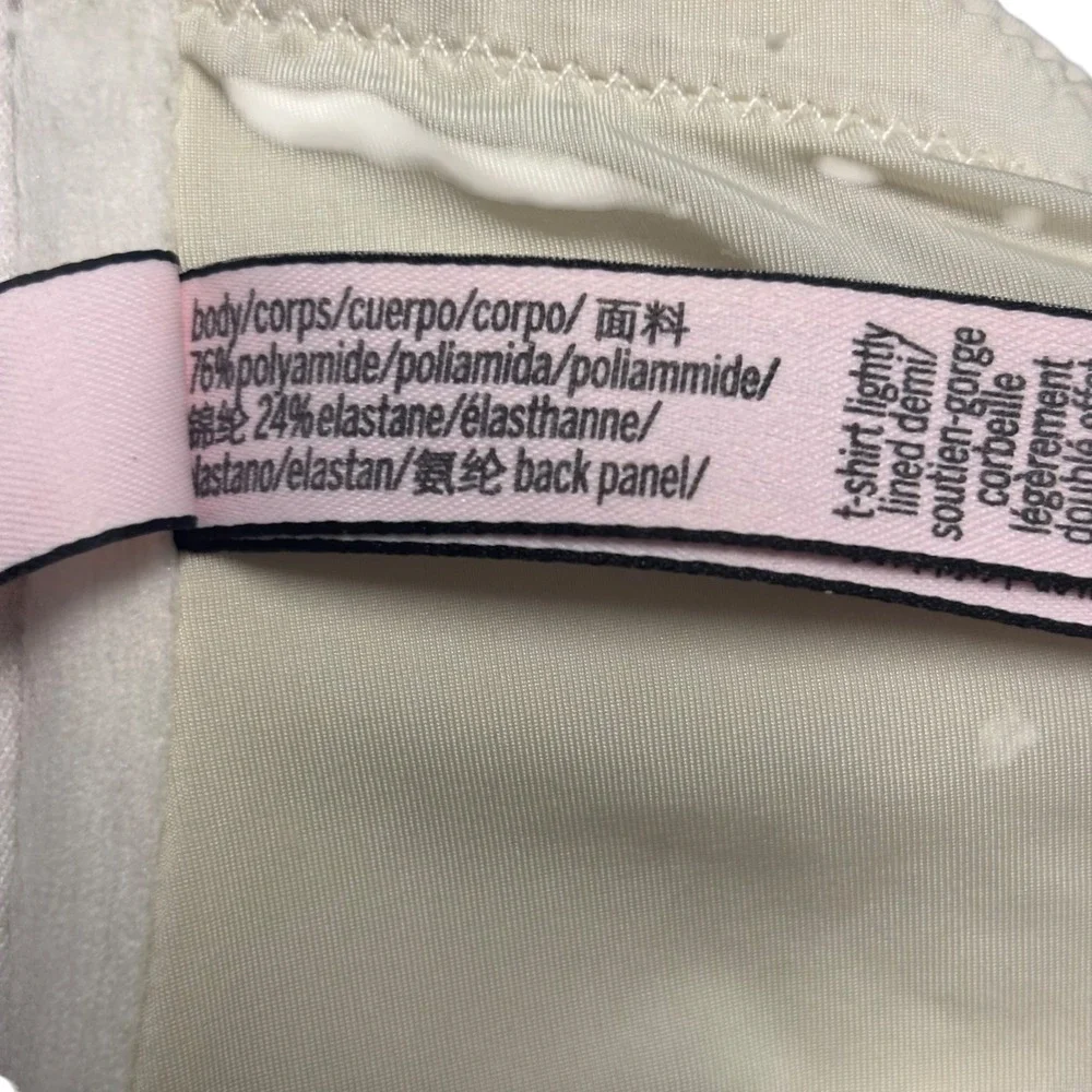 Victorias Secret T-Shirt Lightly Lined Demi Bra Nude Mesh Racerback 38D